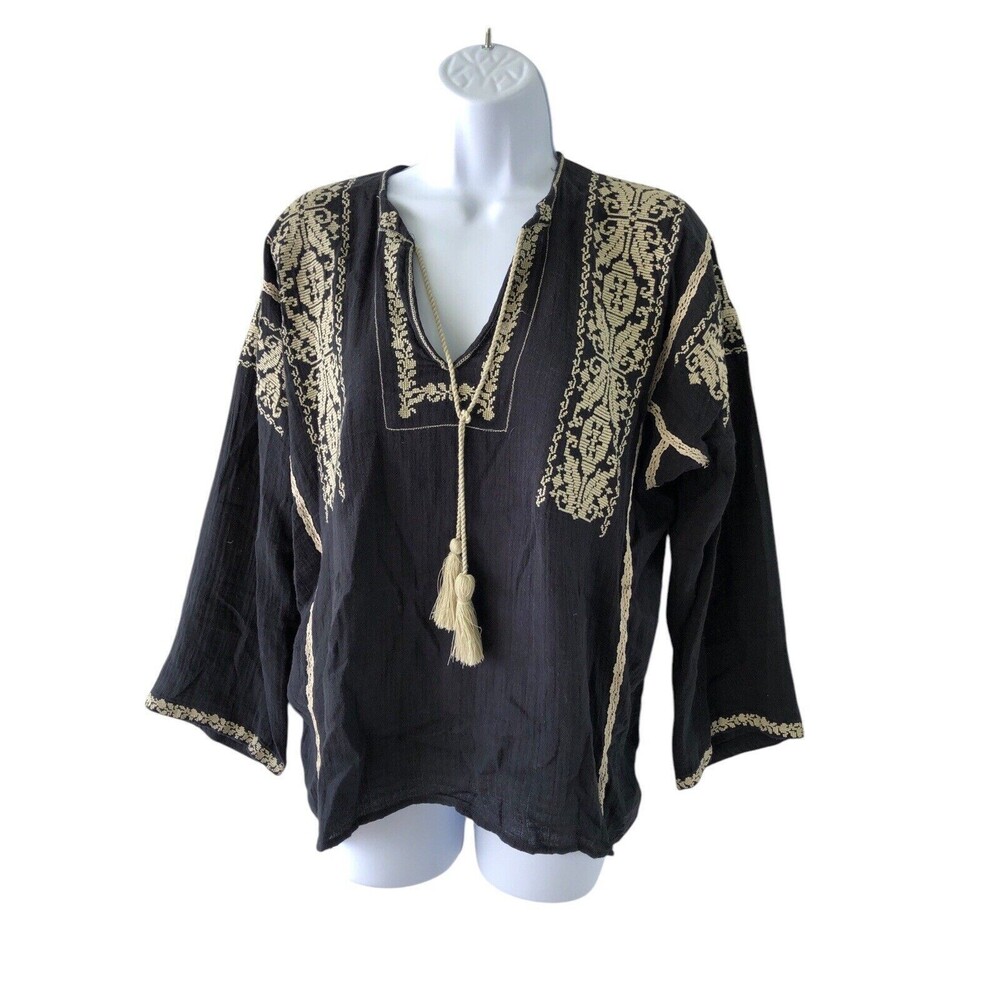 Isabel Marant Etoile Embroidered Boho Wide Sleeve Top Size 36